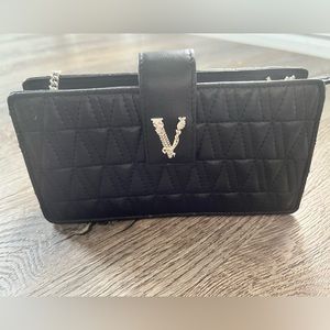 Versace- Virtus Quilted Leather Mini Bag- Silver & black